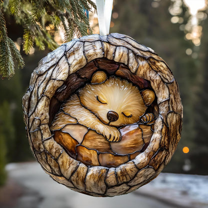 Ornament Baby Bear Sleeping Wood Ornament