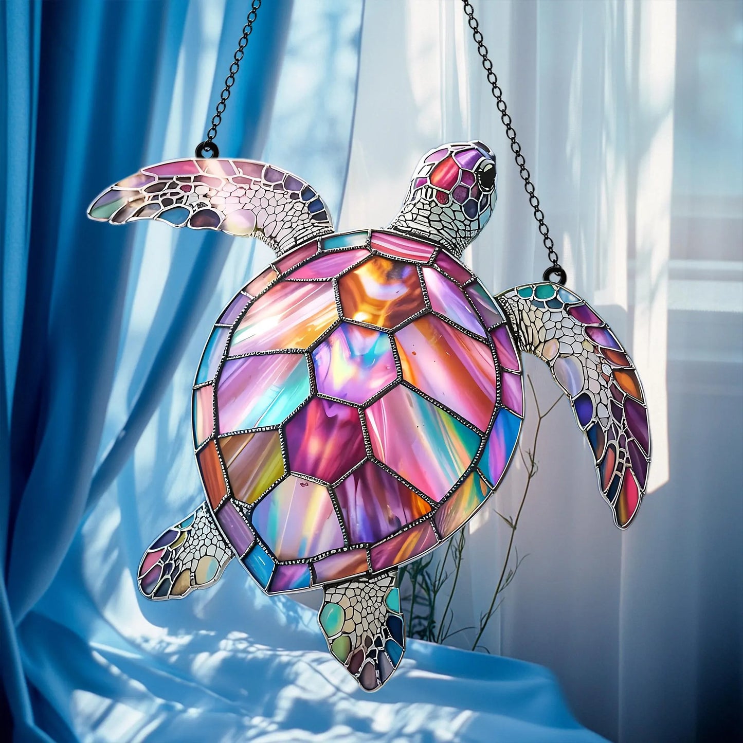 Iridescent Sea Turtle Acrylic Window Suncatcher