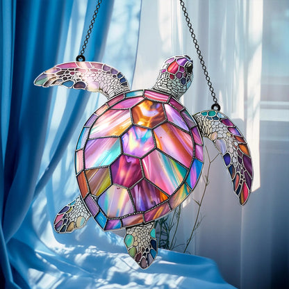 Iridescent Sea Turtle Acrylic Window Suncatcher