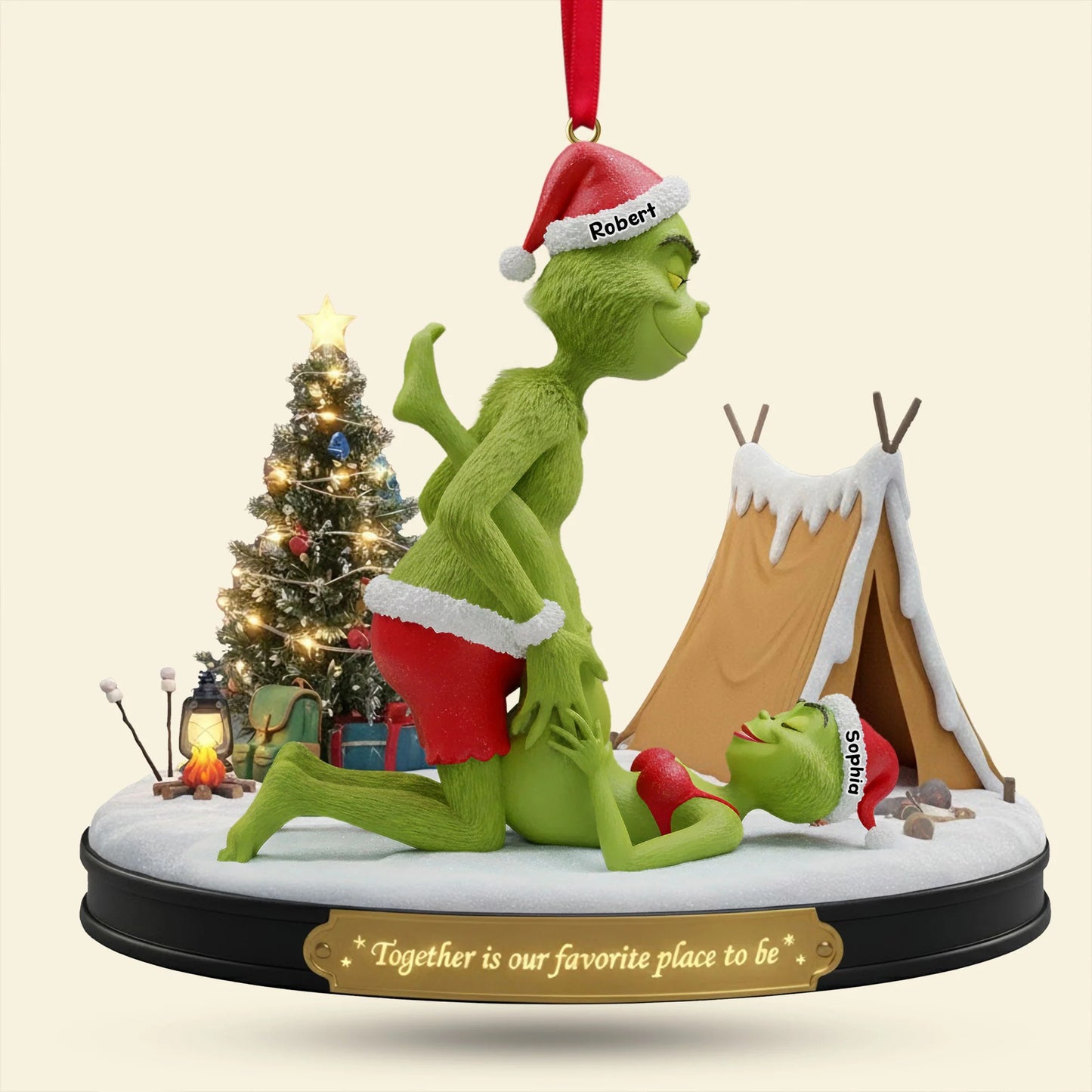 Cheeky Green Couple Ornament - Personalized Couple Ornament