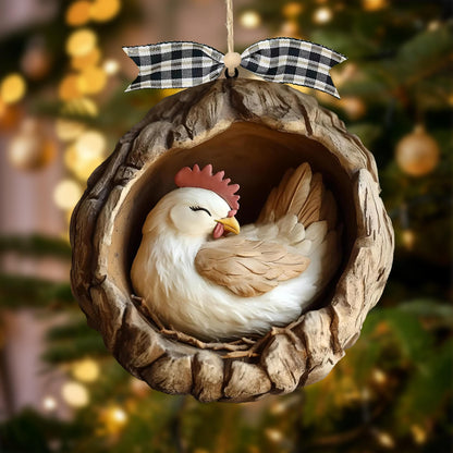 Chicken Wood Ornament Rooster Farm, Gift for Farmer Chicken Lover
