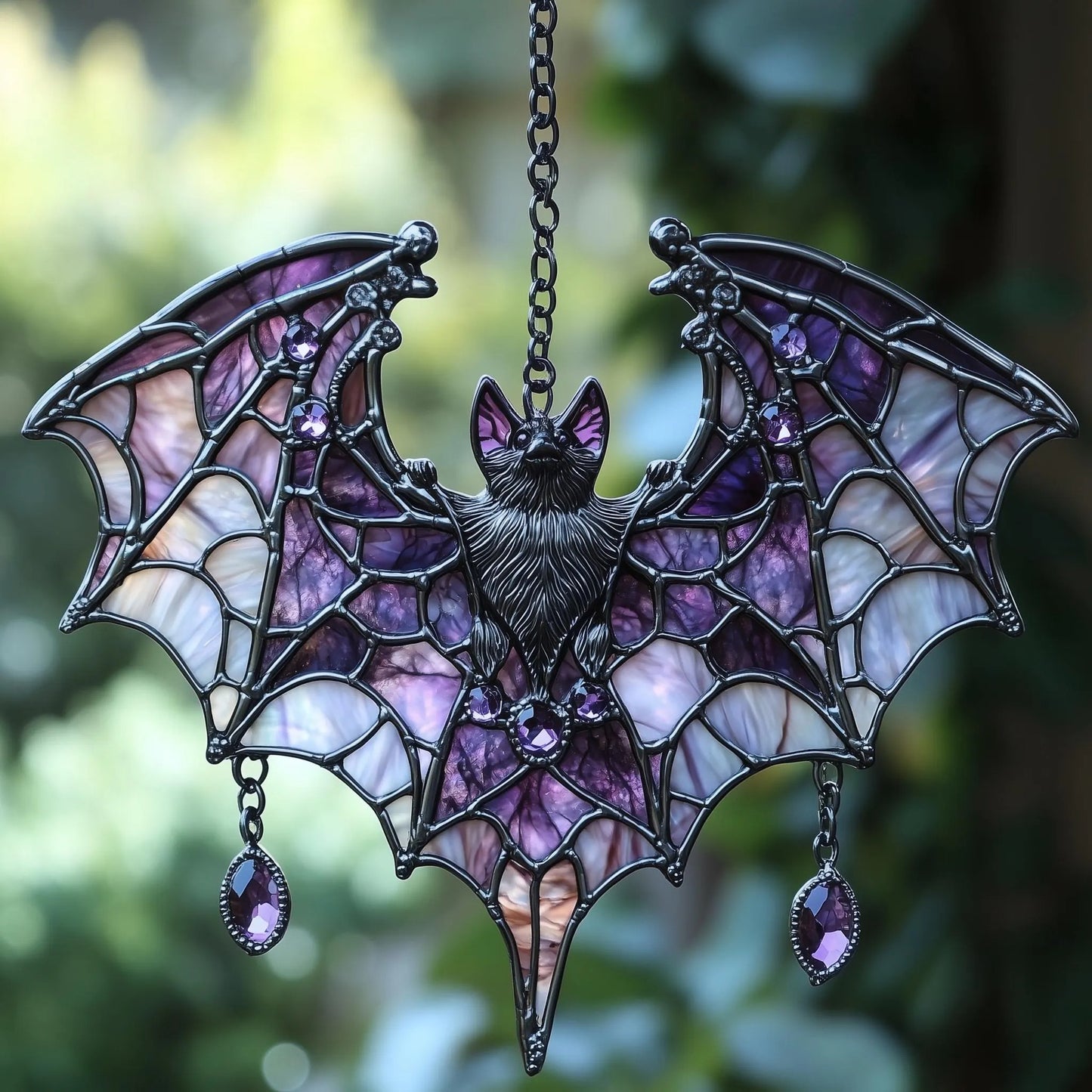 Purple Floral Bat Acrylic Window, Acrylic Window Hanging