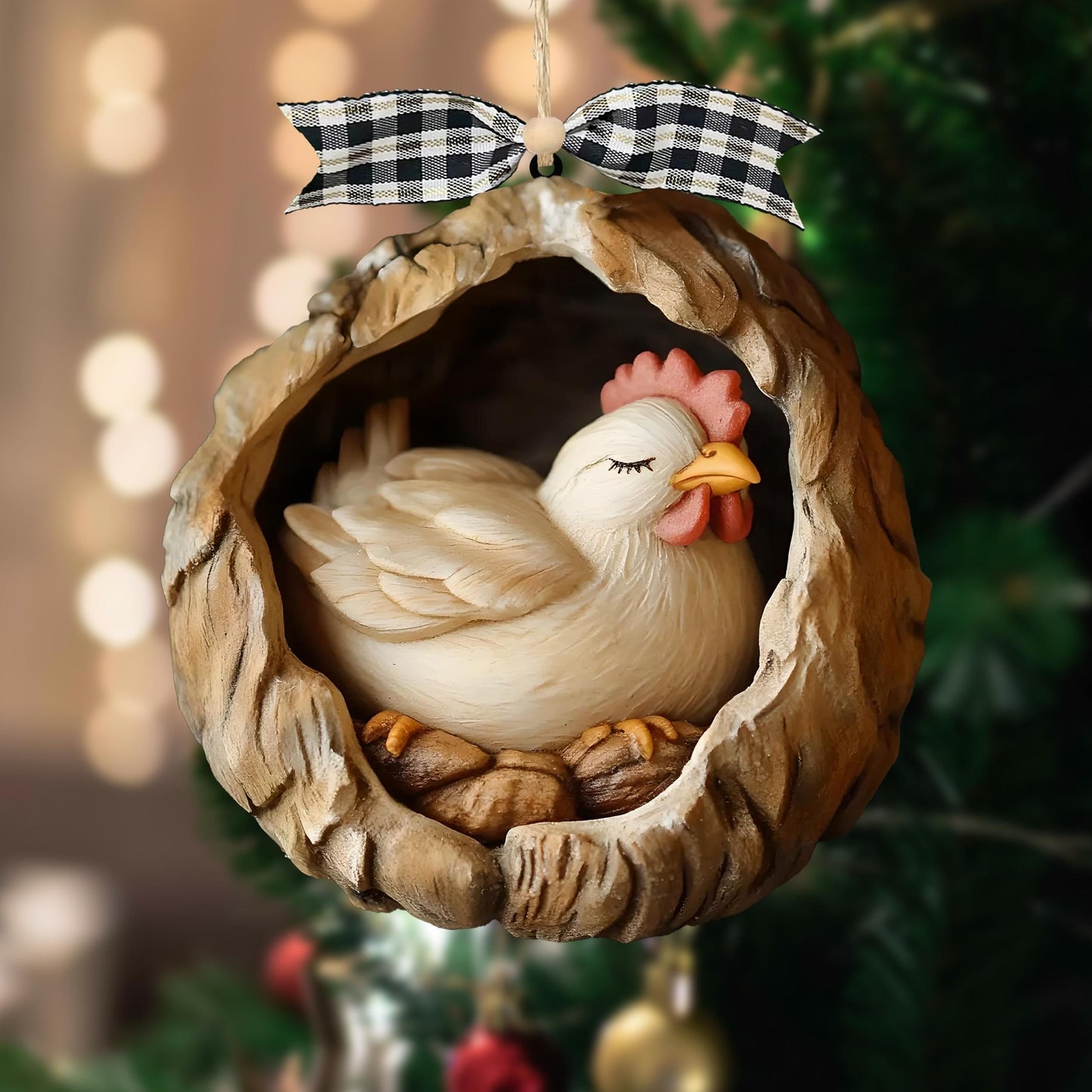 Chicken Wood Ornament Rooster Farm, Gift for Farmer Chicken Lover