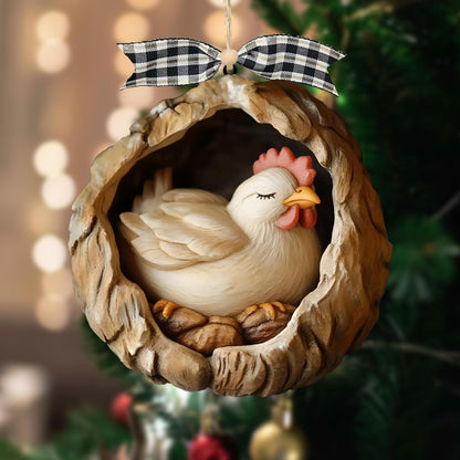 Chicken Wood Ornament Rooster Farm, Gift for Farmer Chicken Lover