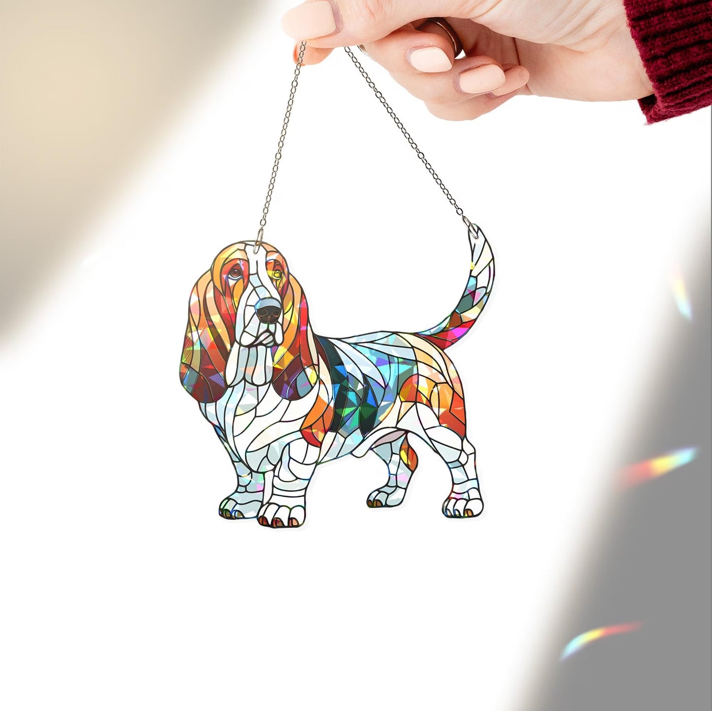 Hologram Basset Hound Acrylic Window Hanging