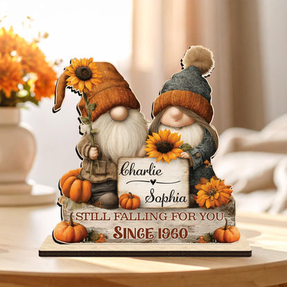 Gnome Couple Growing Old Together Wooden Standing