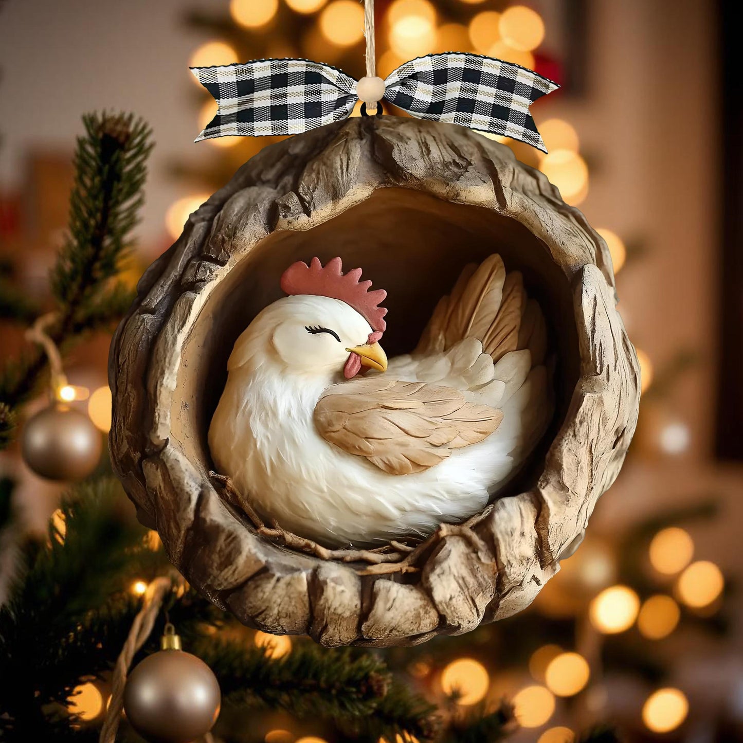 Chicken Wood Ornament Rooster Farm, Gift for Farmer Chicken Lover
