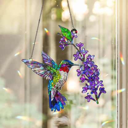 Hummingbird Holographic Suncatcher - Mother's Day Acrylic Window Hanging Gift for Mom