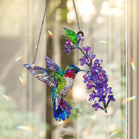 Hummingbird Holographic Suncatcher - Mother's Day Acrylic Window Hanging Gift for Mom