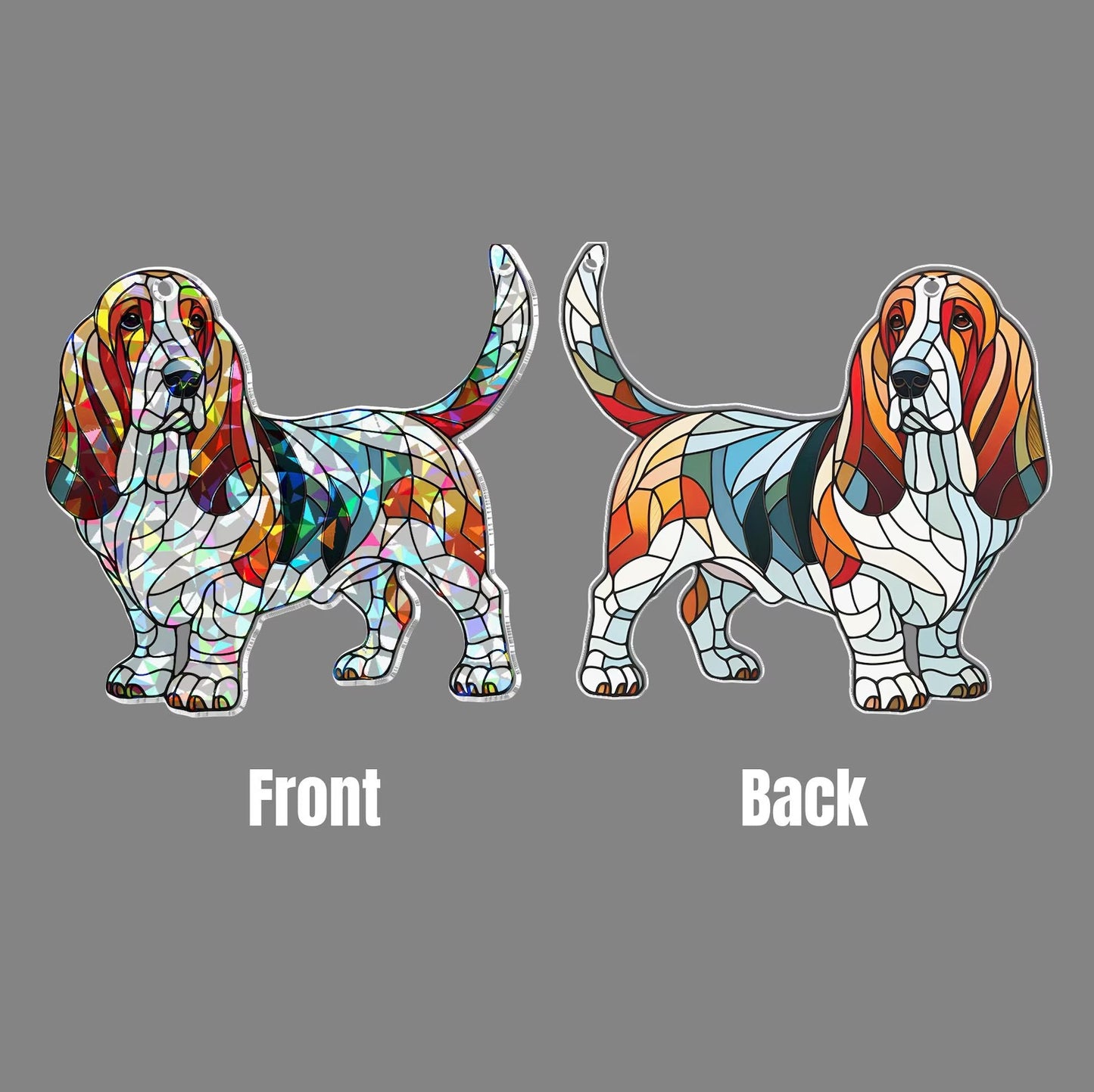 Hologram Basset Hound Acrylic Window Hanging