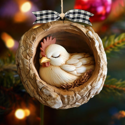 Chicken Wood Ornament Rooster Farm, Gift for Farmer Chicken Lover