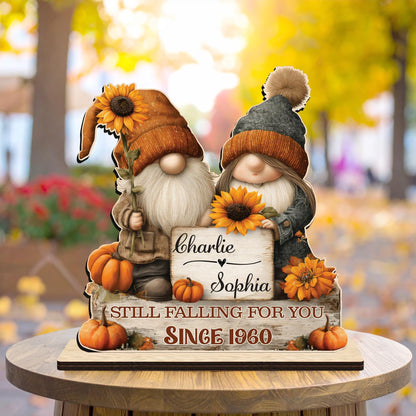 Gnome Couple Growing Old Together Wooden Standing