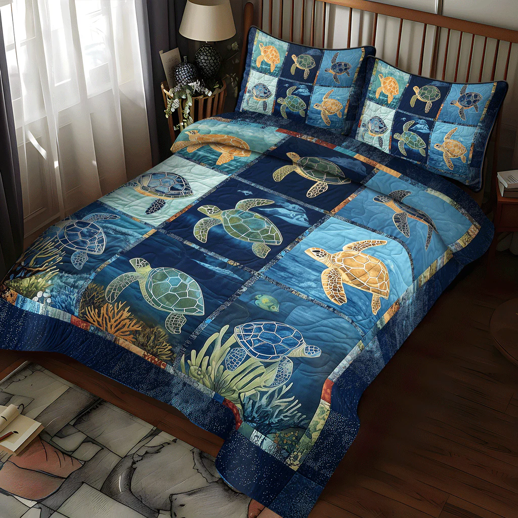 Oceanic Peace Quilted Bedding Set