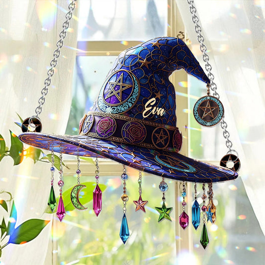 Witch Magical Hat - Personalized Witch Acrylic Window Hanging Suncatcher