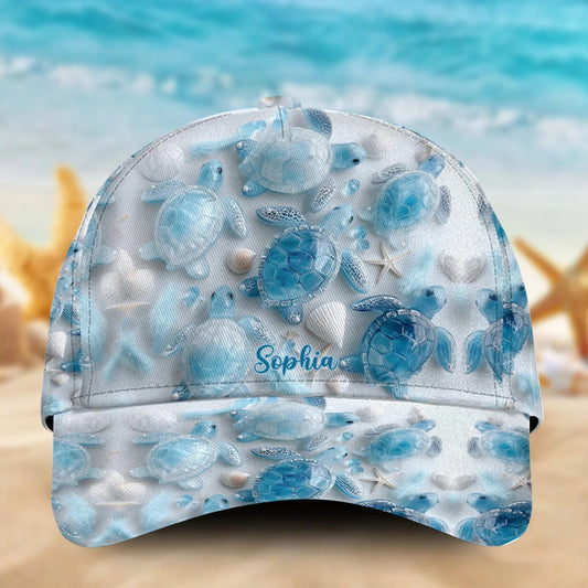 Sea Turtles The Ocean Is Calling, Personalized Turtle Classic Cap