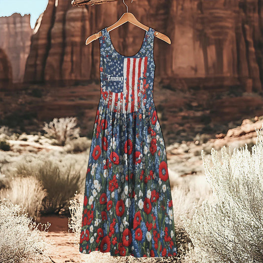Red White and Feral - Personalized Sleeveless Dress