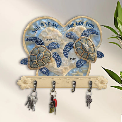 Couple Turtle You And Me - Personalized Turtle Custom Shaped Key Rack