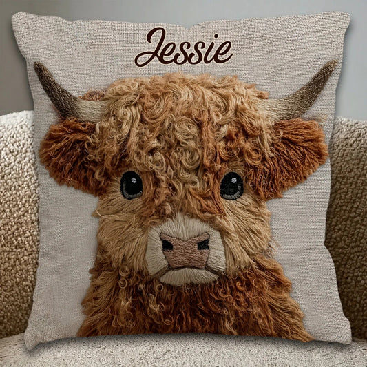 Cute Highland Cow - Personalized Highland Cow Pillow