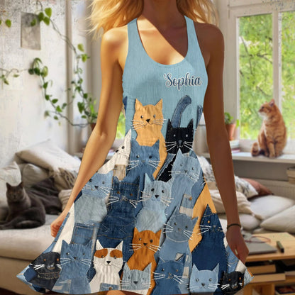 Just A Girl Who Loves Cats - Personalized Sleeveless Dress