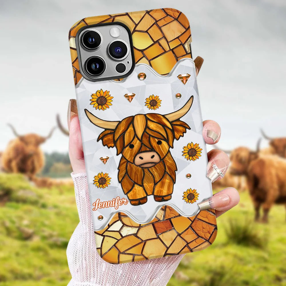 Adorable Highland Cow Personalized Phone Case