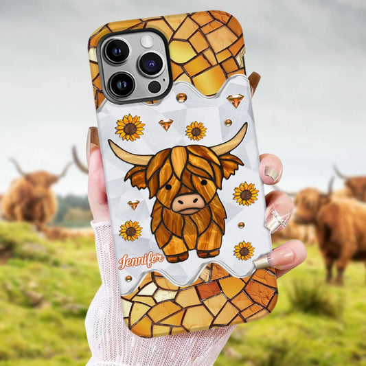 Adorable Highland Cow Personalized Phone Case