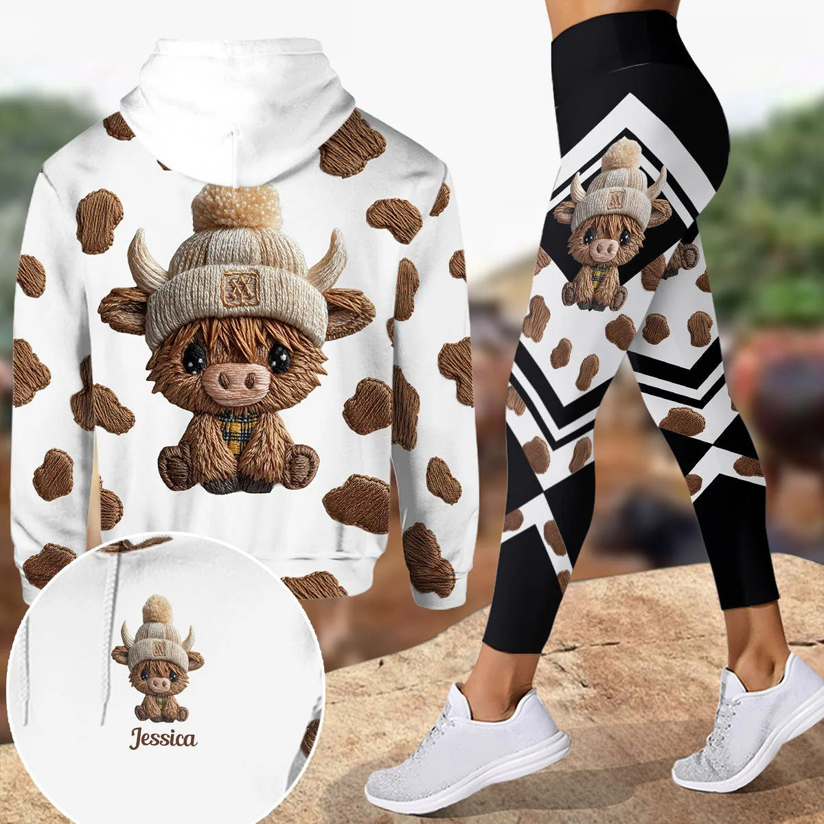 Adorable Highland Cows - Personalized Hoodie and Leggings