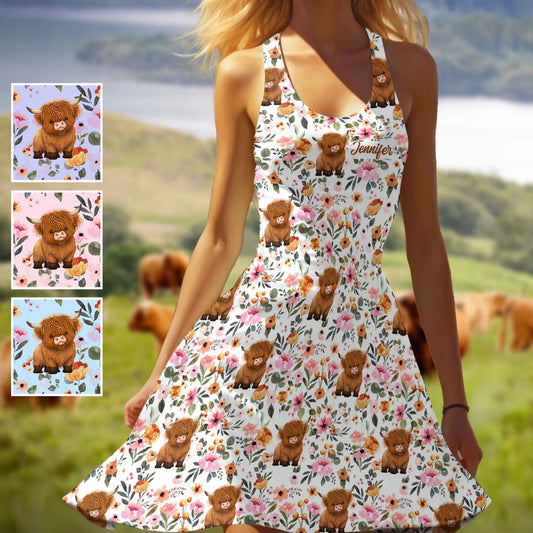 Just A Girl Who Loves Highland Cows- Personalized Sleeveless Dress