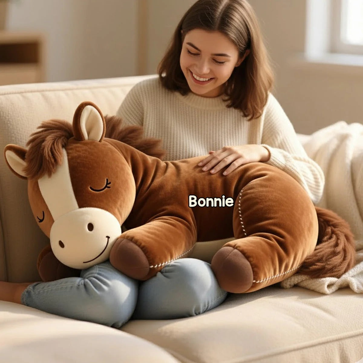 Sleeping Pony - Personalized Cozy Shaped Pillow