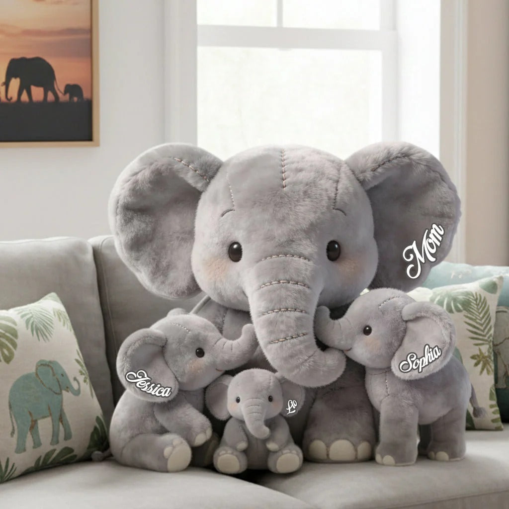 Mama Elephant - Personalized Mother Custom Shaped Pillow