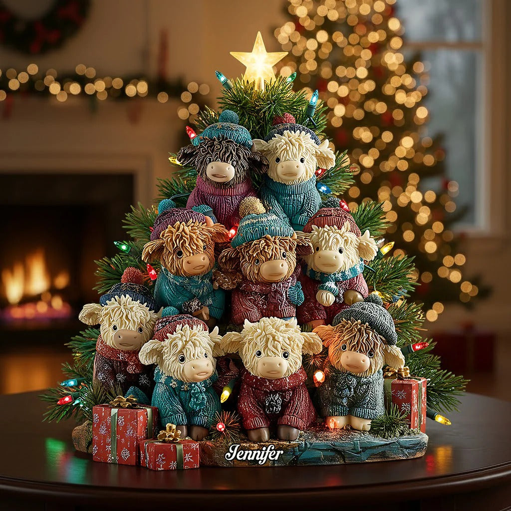 Christmas Highland Cow - Personalized Custom Shaped Acrylic Plaque