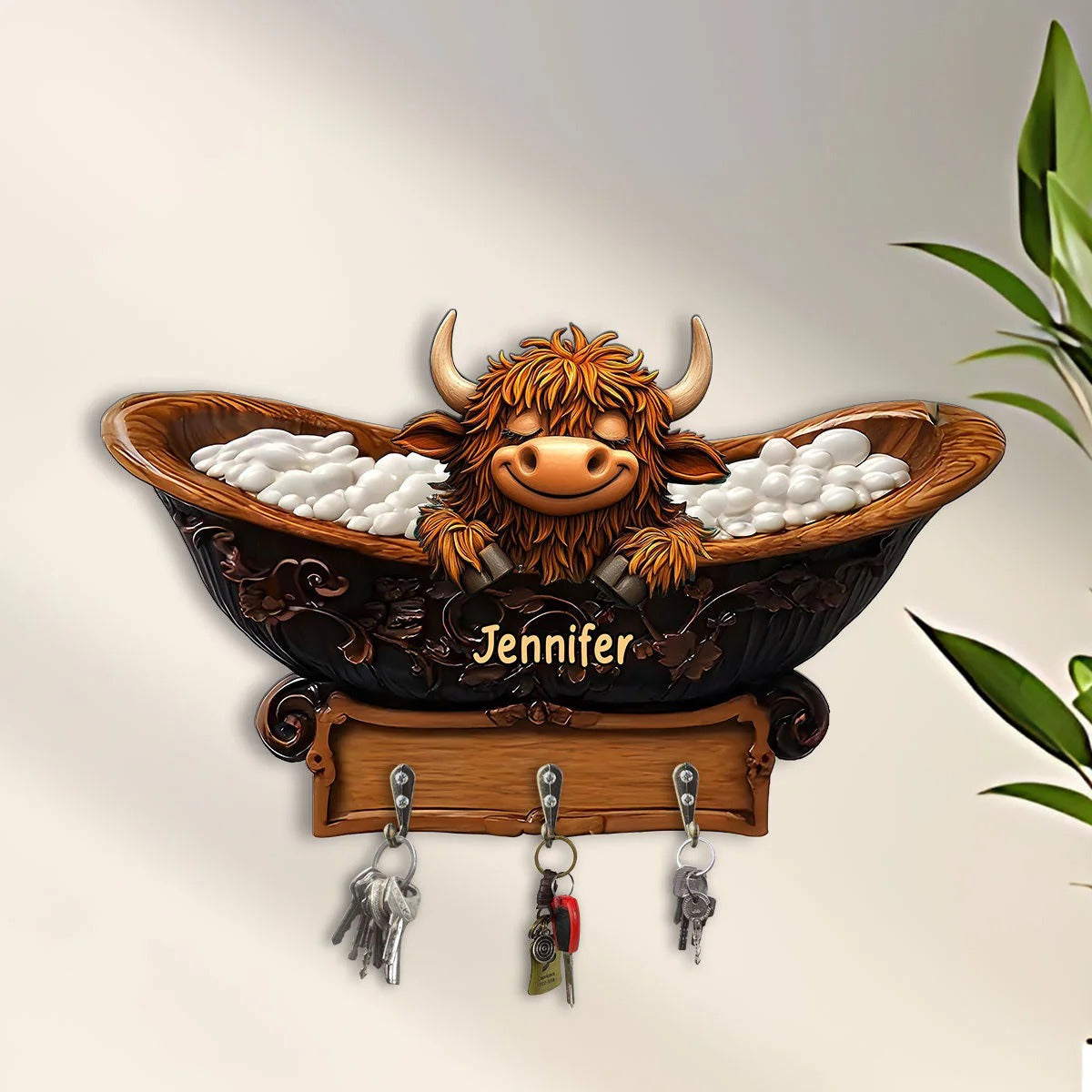 Cute Highland Cow - Personalized Custom Shaped Key Rack