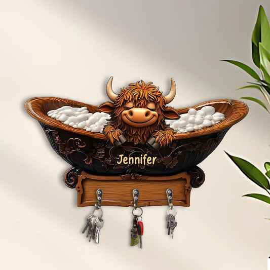 Cute Highland Cow - Personalized Custom Shaped Key Rack