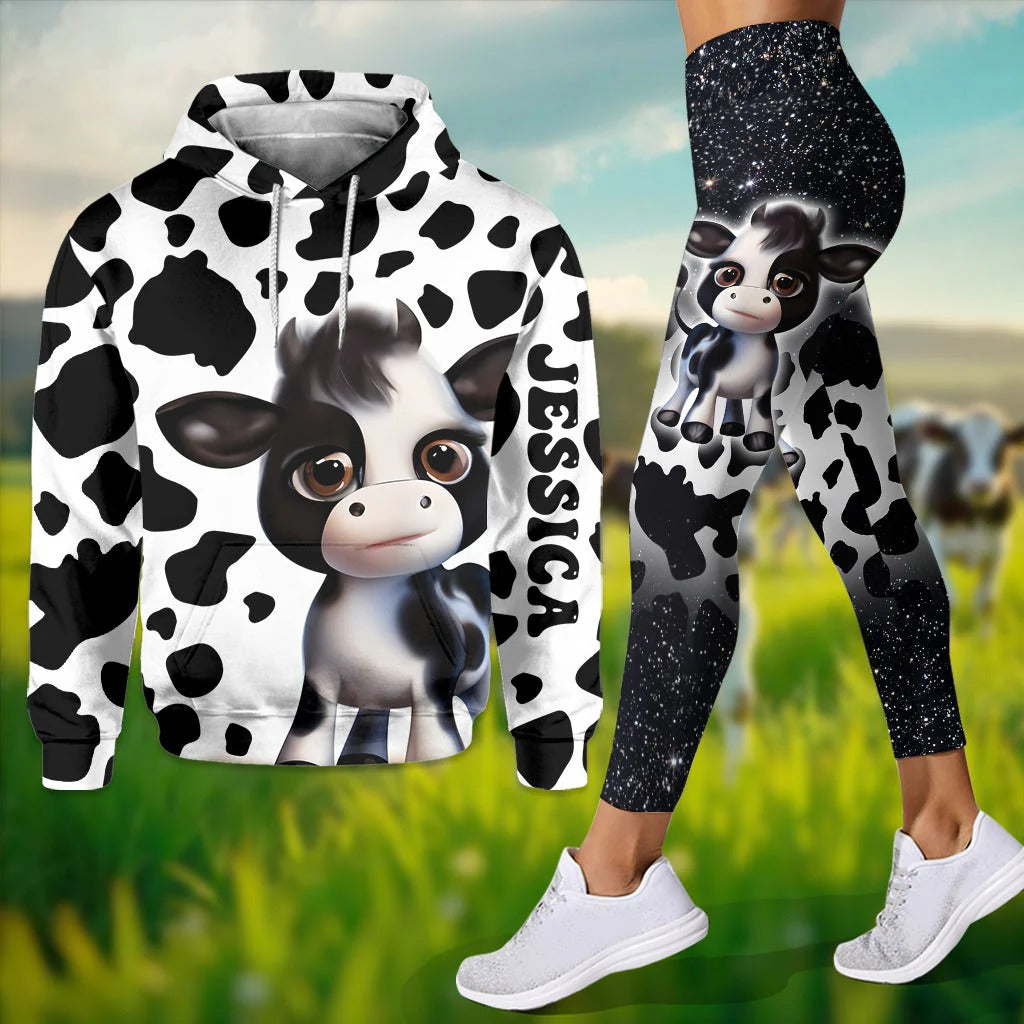 Personalized Moody Baby Cow - Highland Cow Hoodie and Leggings