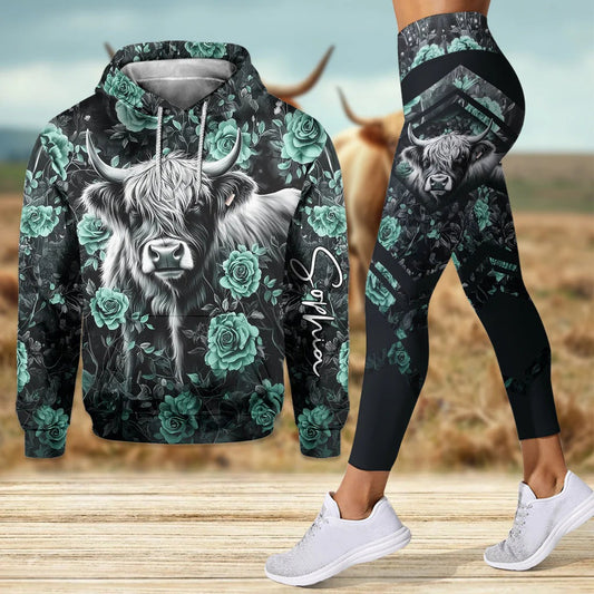 Personalized Purple Cow - Highland Cow Hoodie and Leggings
