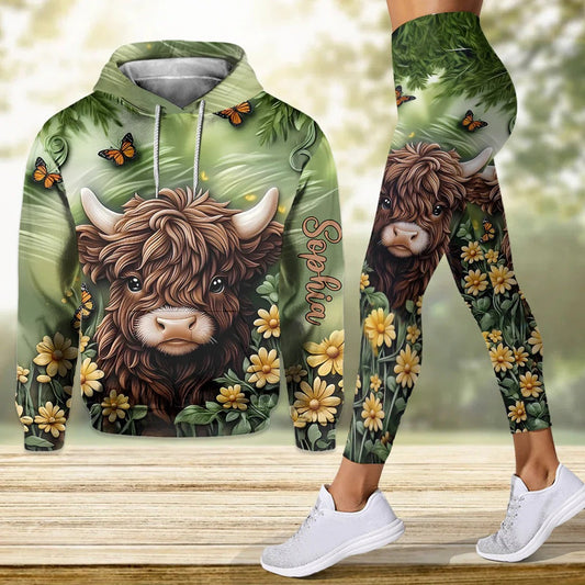 Baby Highland Cow - Personalized Hoodie and Leggings