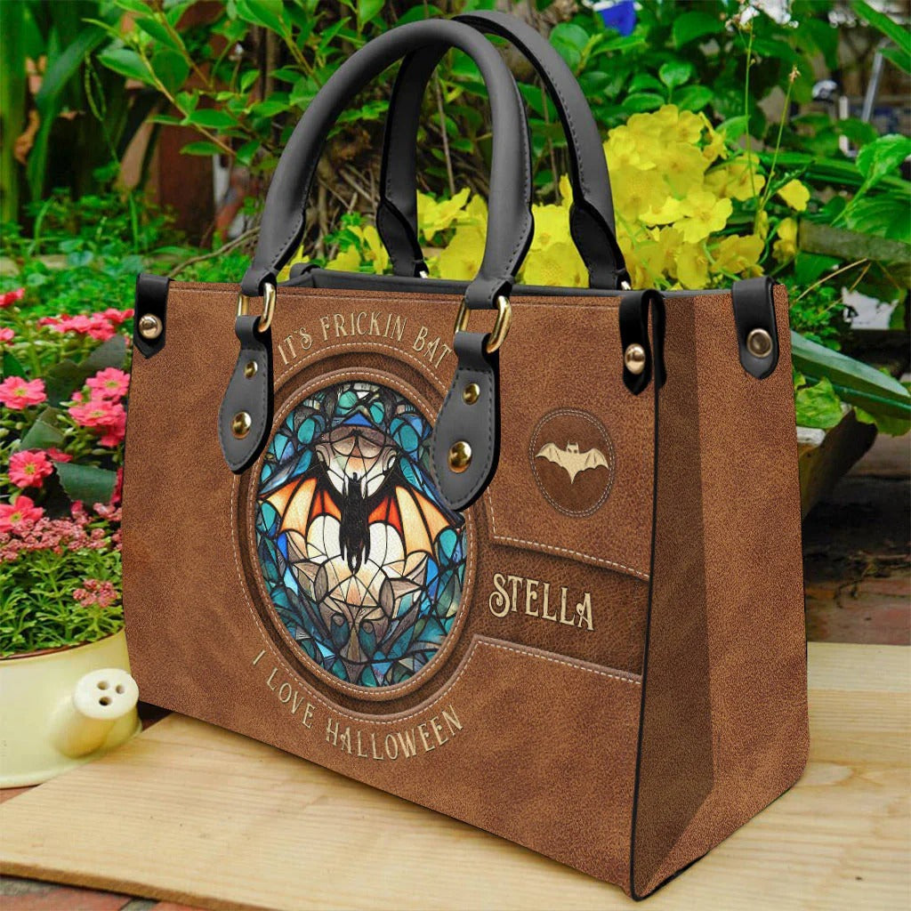 It's Frickin' Bat I Love Halloween - Personalized Leather Handbag