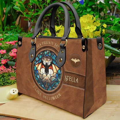 It's Frickin' Bat I Love Halloween - Personalized Leather Handbag