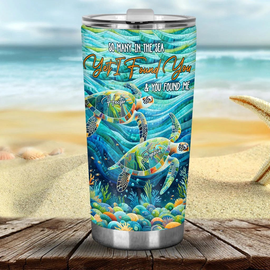 You & Me And The Sea, Personalized Turtle Tumbler