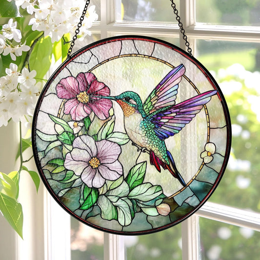 Hummingbird Stained Glass Suncatcher,  Stained Glass Suncatcher