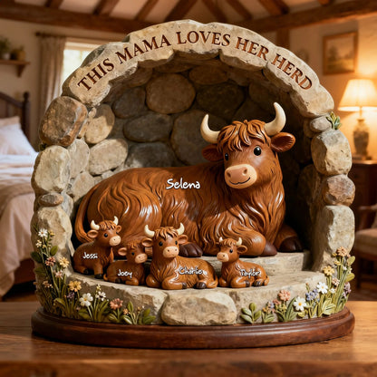 Highland Cow Family - Personalized Gifts For Mom Acrylic Plaque