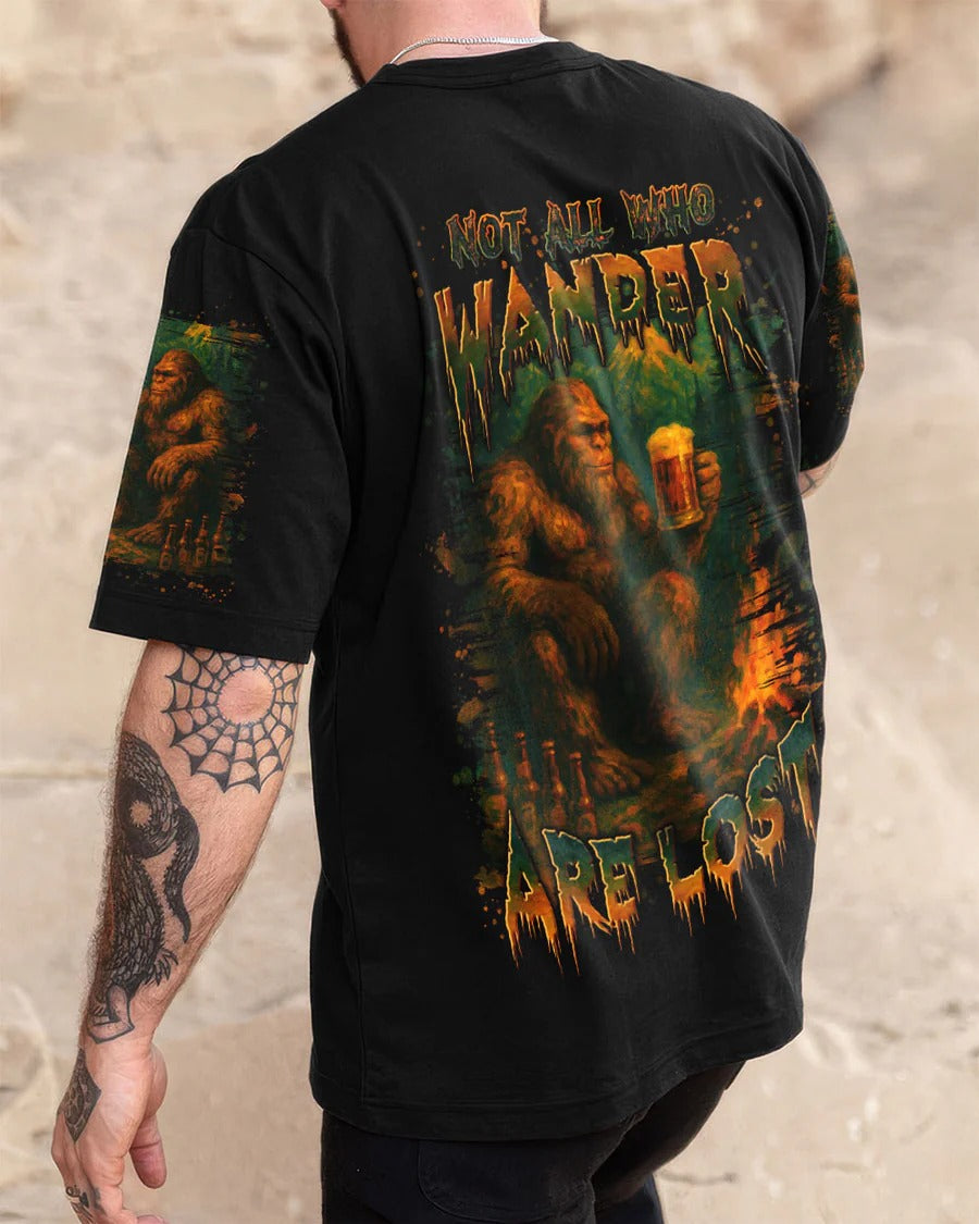 NOT ALL WHO WANDER ARE LOST BIGFOOT COMPASS ALL OVER PRINT