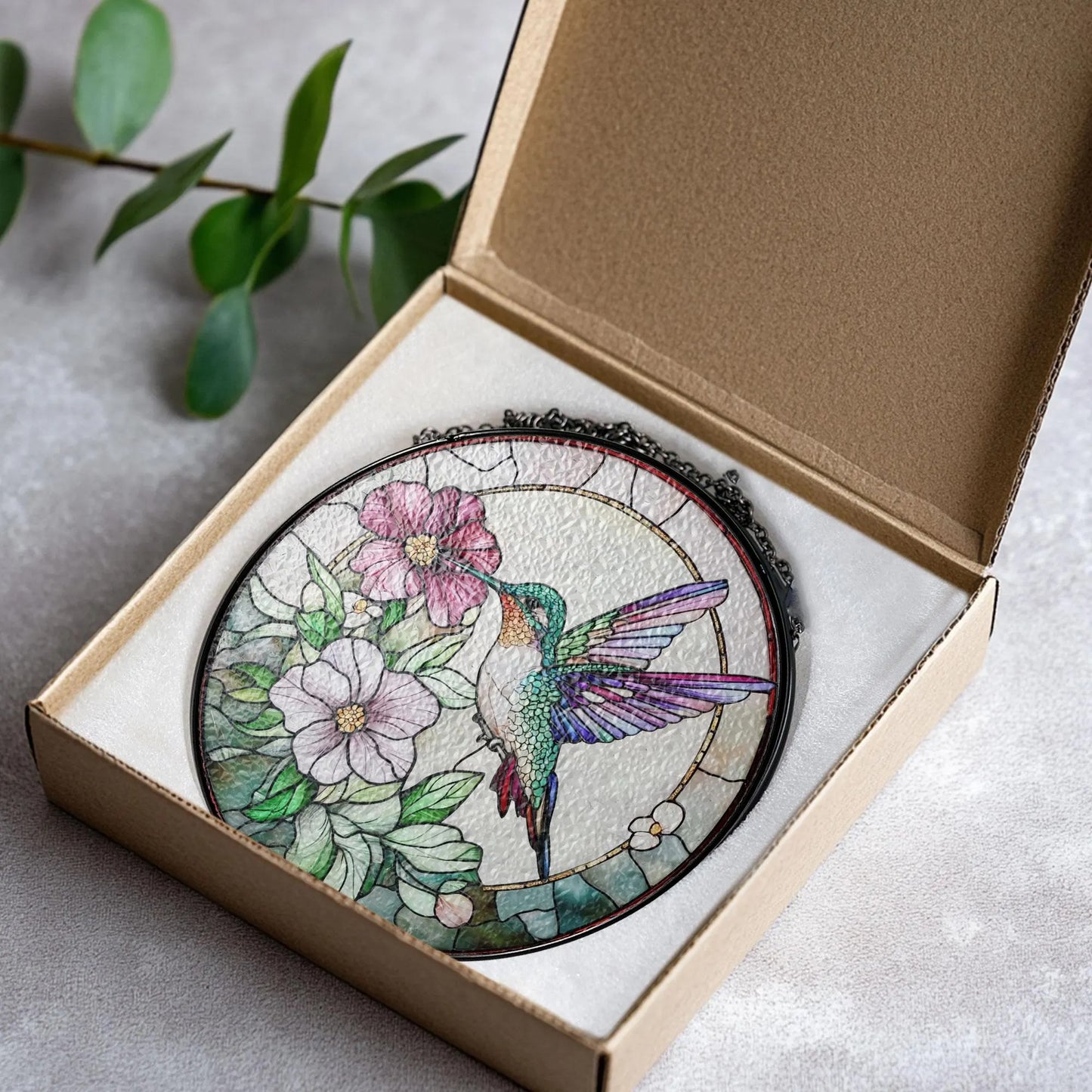 Hummingbird Stained Glass Suncatcher,  Stained Glass Suncatcher