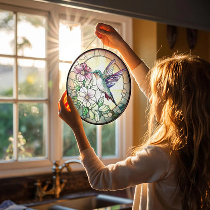 Hummingbird Stained Glass Suncatcher,  Stained Glass Suncatcher