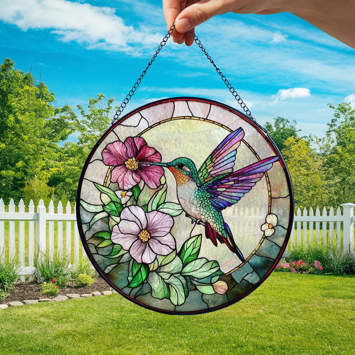 Hummingbird Stained Glass Suncatcher,  Stained Glass Suncatcher