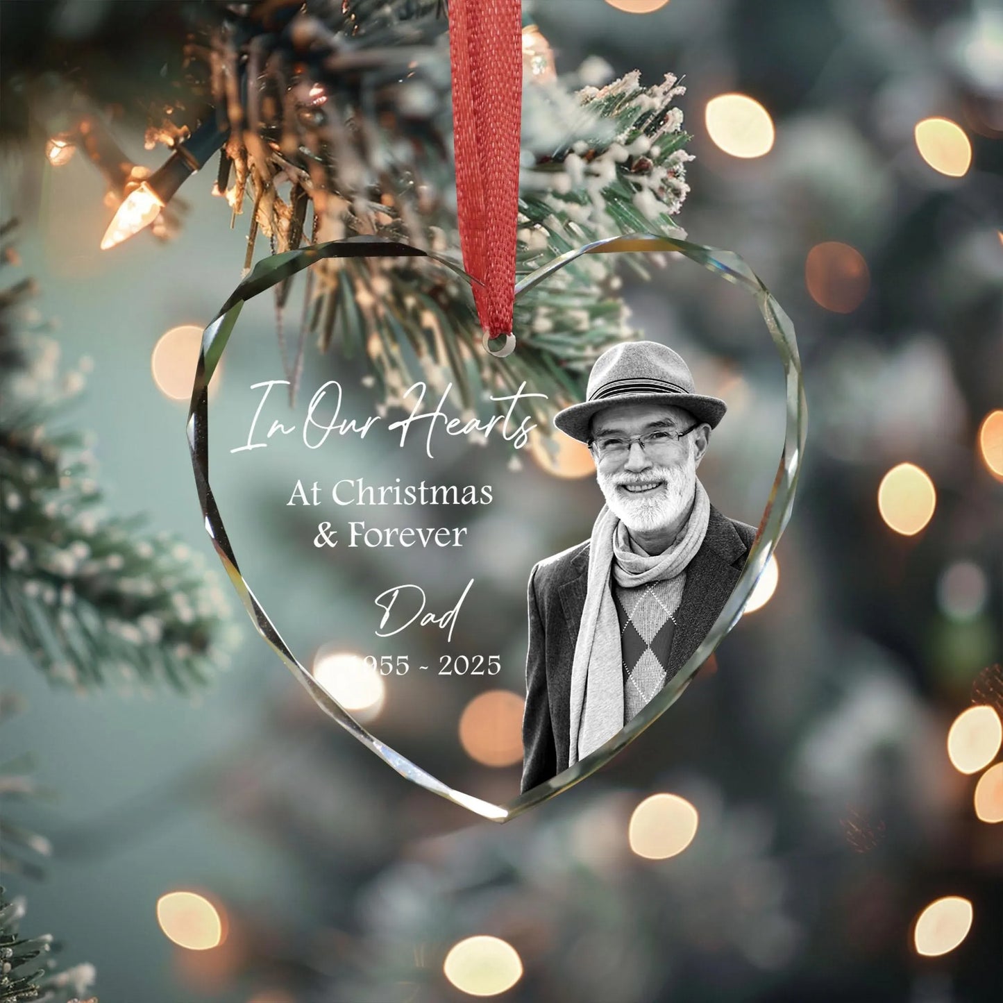 Custom Photo Memorial Ornament, Dad Remembrance Christmas Ornament