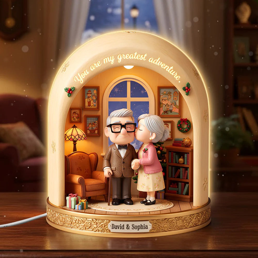 Old Couple Acrylic Light Box - Personalized Gift For Couples