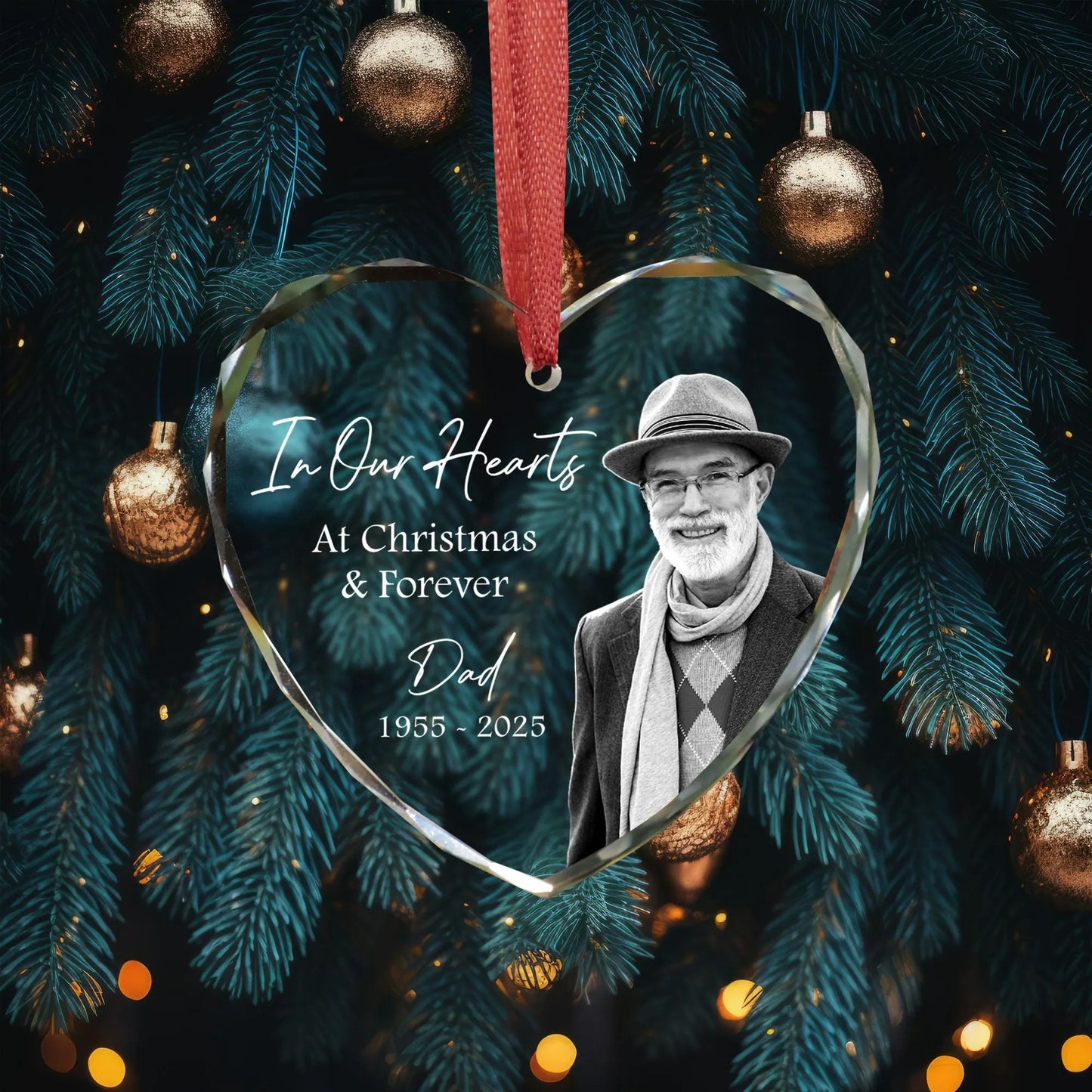 Custom Photo Memorial Ornament, Dad Remembrance Christmas Ornament