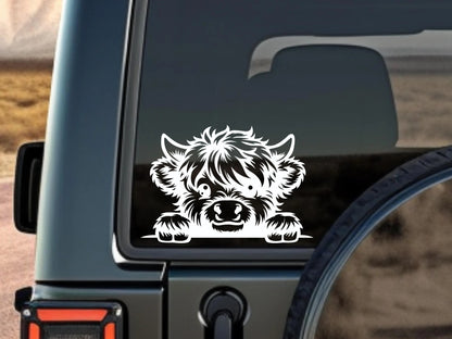 Highland Cow Vinyl Decal - Cow Car Decal, Cows Decal