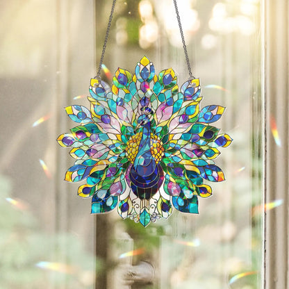Peacock Holographic Suncatcher for Windows