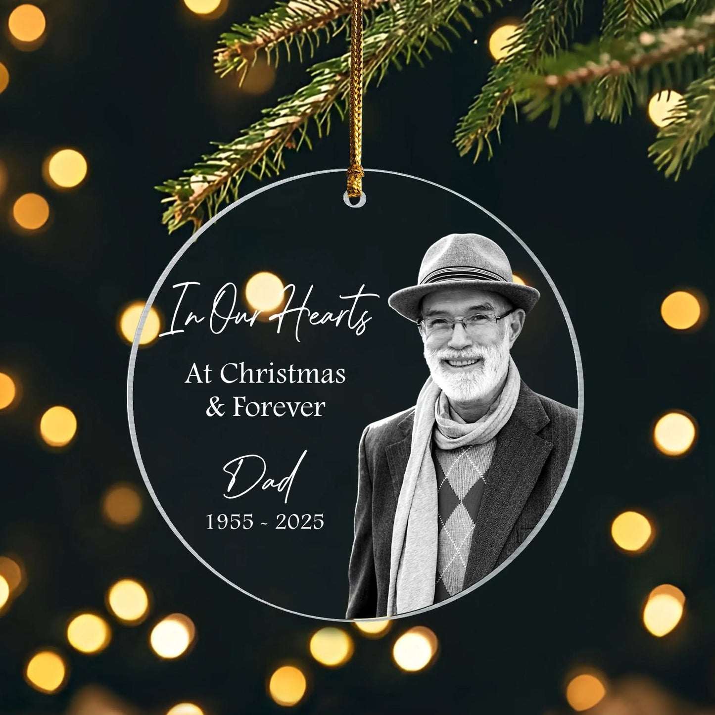 Custom Photo Memorial Ornament, Dad Remembrance Christmas Ornament